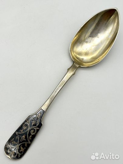 Столовая ложка серебро 84 проба, чернь, 72,6 гр