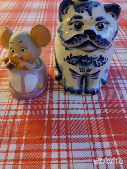 Копилка Гжель кот и мышка