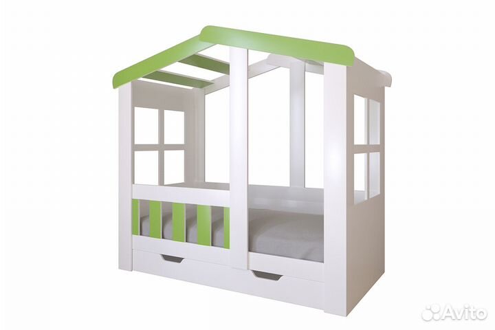 Кровать домик с ящиком, одноярусная 