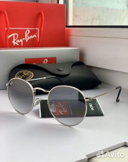 Очки ray ban round metal пепельные