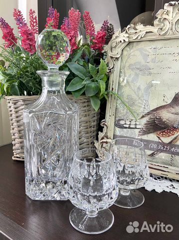 Роскошный, хрустальный штоф ручной работы