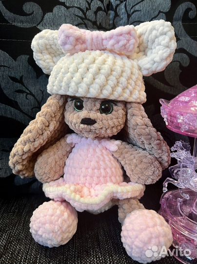 Вязаные игрушки зайка, заяц, зайчик