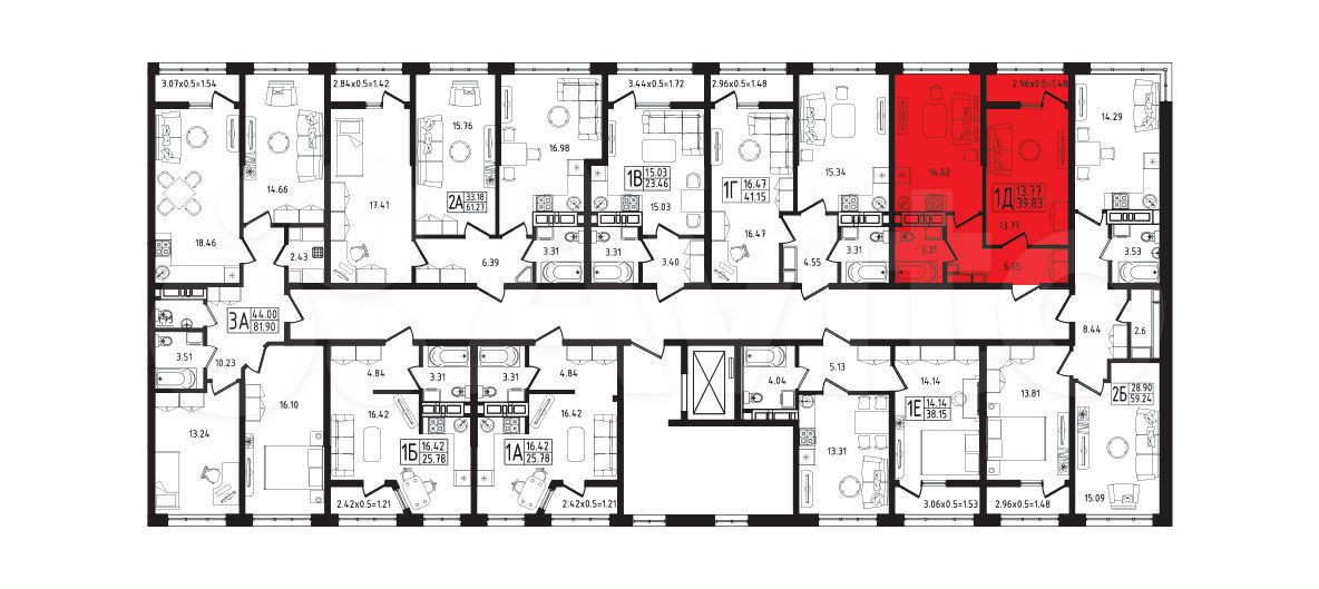 1-к. квартира, 39,8 м², 7/9 эт.