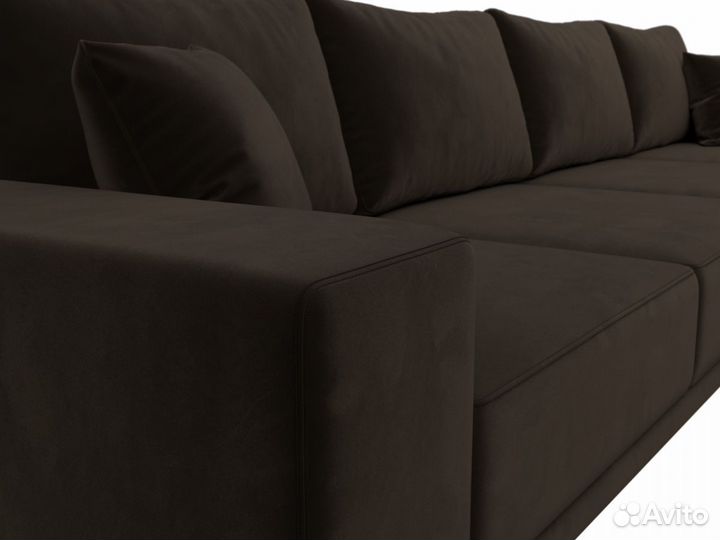 Диван прямой Льюес Лонг, микровельвет, коричневый