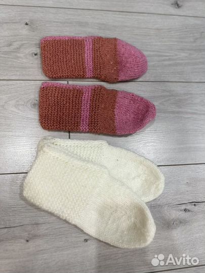 Вязаные тапочки взрослые детские