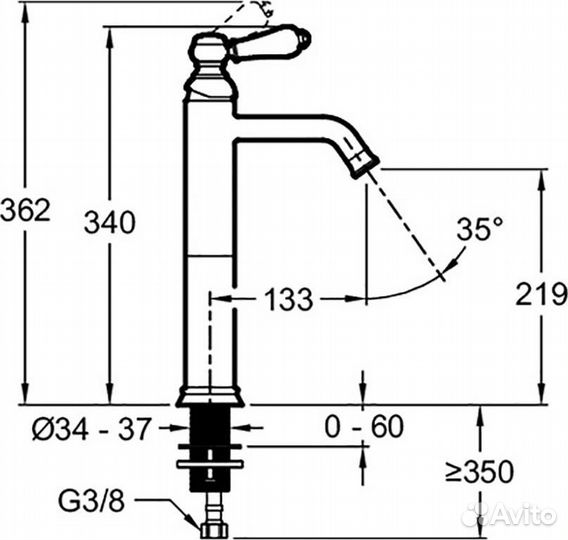Смеситель для раковины Jacob Delafon Louise E24361-CP, хром