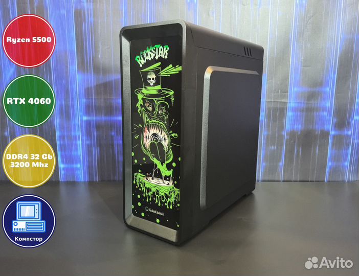 Сборка мощного пк AMD5500-RTX4060-32DDR4-HJE73-A520