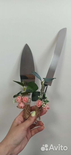 Свадебный набор: нож и лопатка для торта