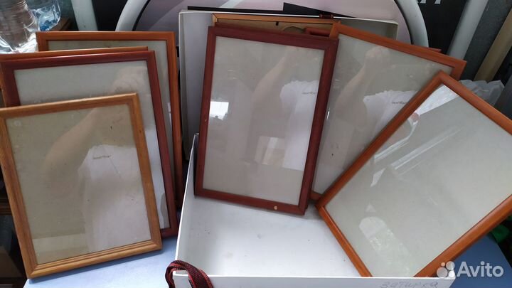 Рамки для фото и картин, дерево + стекло, 12 штук