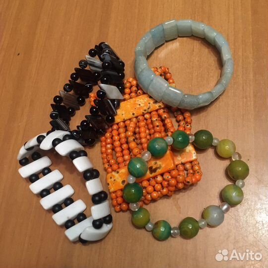 Браслеты винтажные, яшма, агат, авантюрин