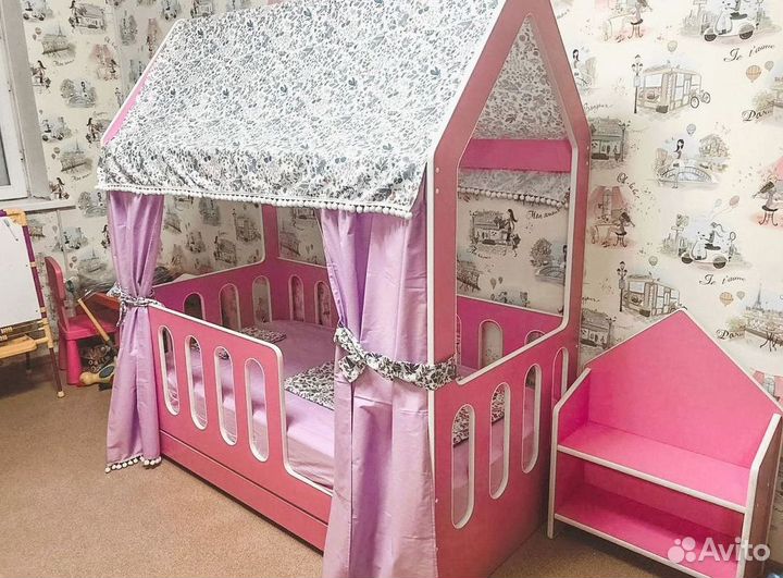 Детская кроватка домик + матрас в подарок