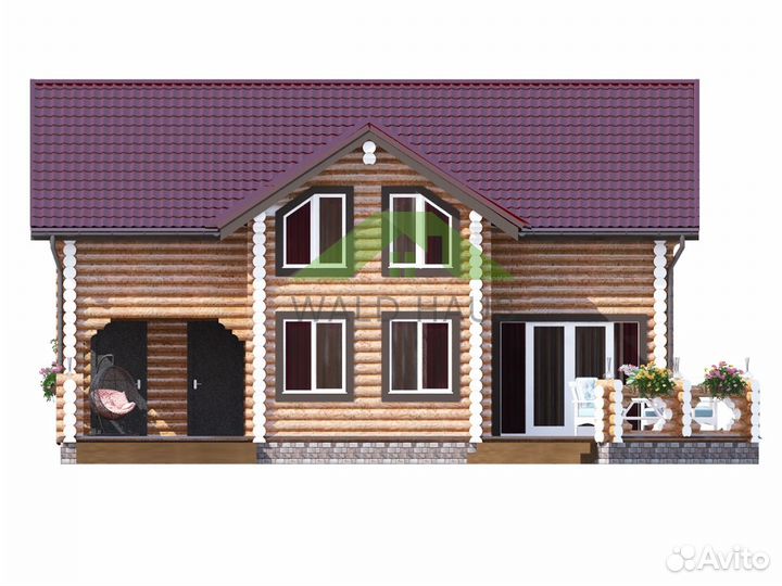 Строительство: Дом из бревна Викинг 10,9х12,185