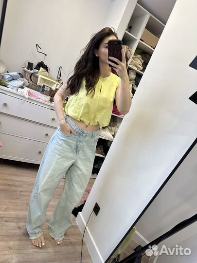 Жилет желтый хлопковый zara