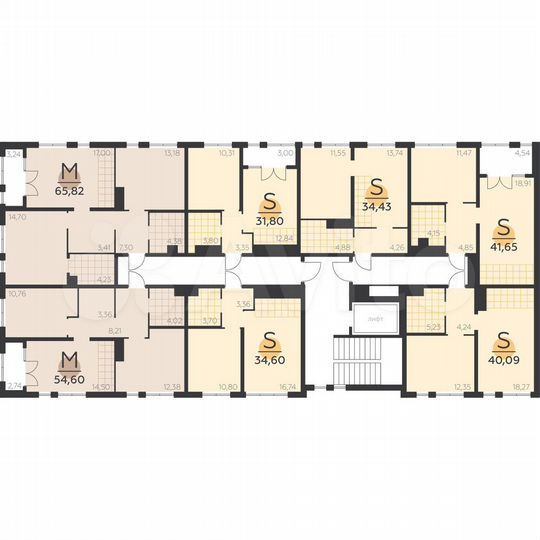 2-к. квартира, 65,8 м², 3/5 эт.