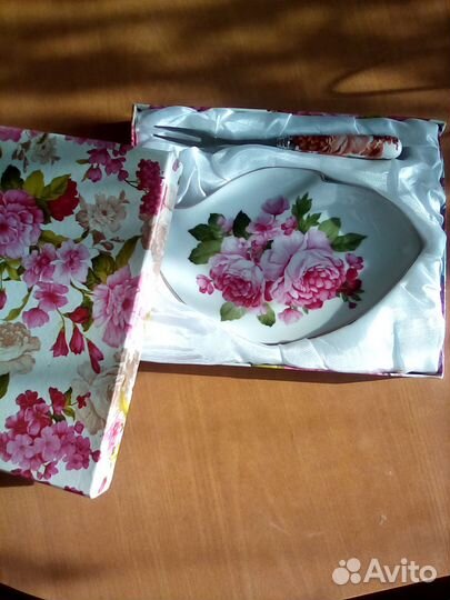 Тарелка для лимона с вилочкой новая в упаковке