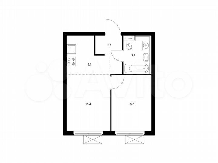 2-к. квартира, 32,3 м², 7/25 эт.