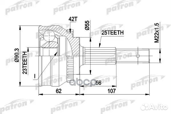 ШРУС наружн к-кт 25x55x23 ABS:42T nissan: almer