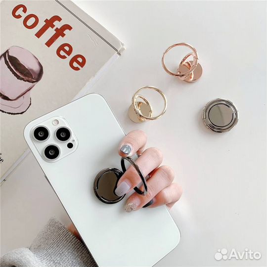 Кольцо держатель подставка для телефона золотое