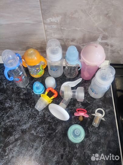 Бутылочки avent, стекло, молокоотсос, пустышки