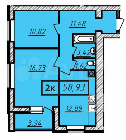 2-к. квартира, 58,9 м², 8/10 эт.