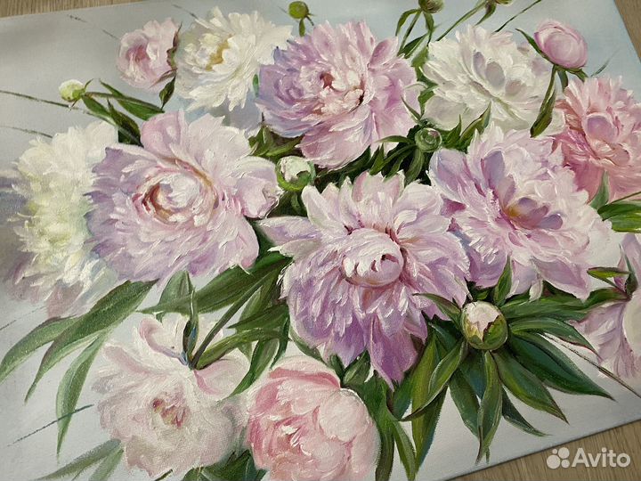Картина маслом. Пионы