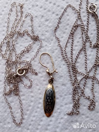 Цепочки, серебро, католический крестик СССР