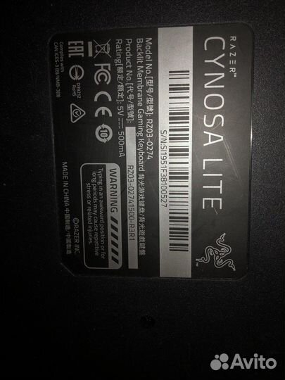 Мембранная клава razer cynosa lite chroma black