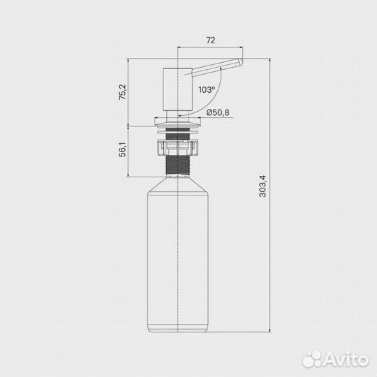 Дозатор iddis Kitchen Line латунь, сатин (sdibn00