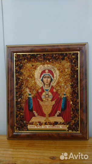 Икона с янтарной крошкой Неупиваемая Чаша