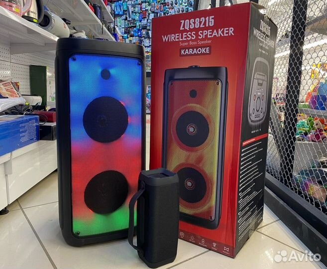 Беспроводная большая колонка с эффектом огня