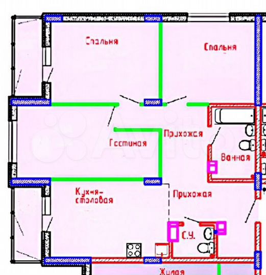 3-к. квартира, 92,7 м², 2/9 эт.