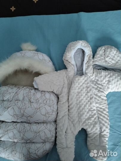 Кокон для новорожденных+комбенизончик зима