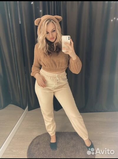 Плюшевое худи с ушками Shein