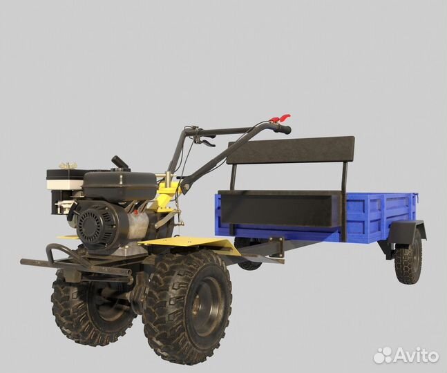 Мотоблок huter с телегой новый