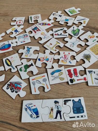 Деревянный пазл ассоциации Профессии