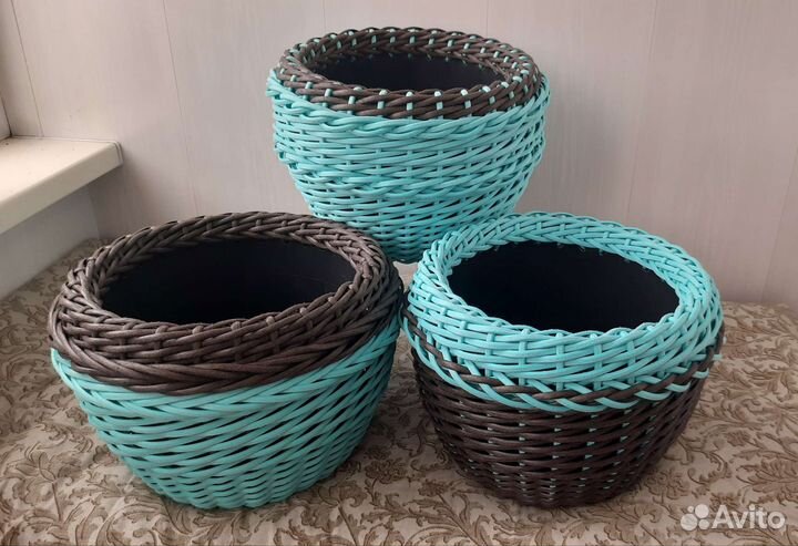 Набор кашпо из полиротанга