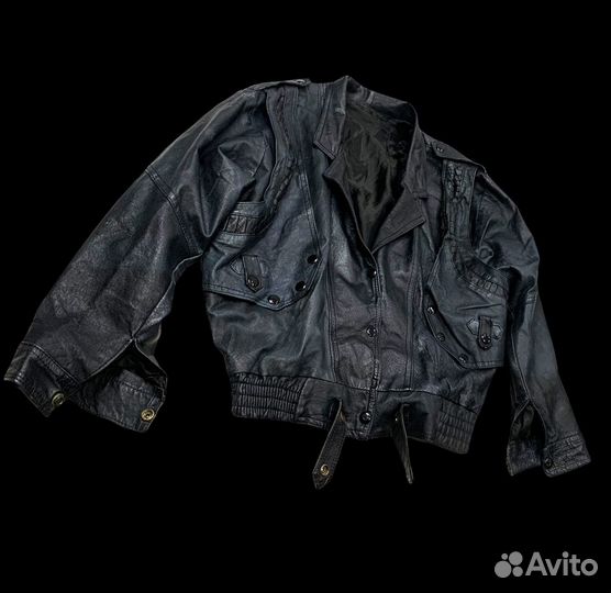 Бомбер кожаный винтаж кожанка куртка 90 y2k