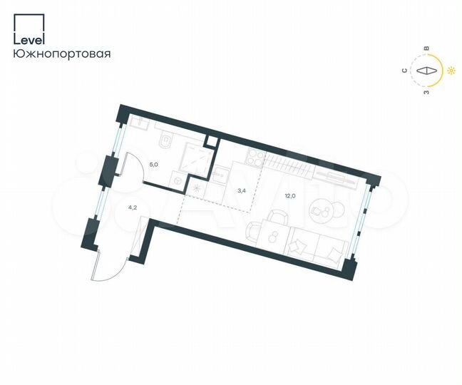 Квартира-студия, 24,6 м², 2/18 эт.