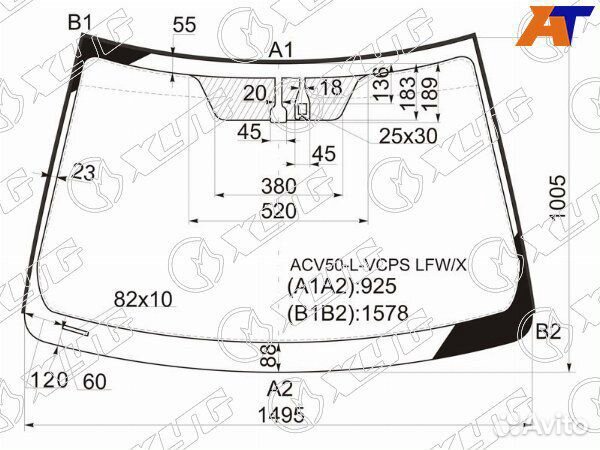 Стекло лобовое toyota camry USA