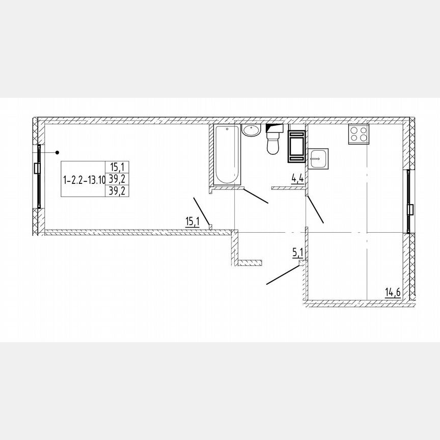 1-к. квартира, 39,2 м², 12/12 эт.