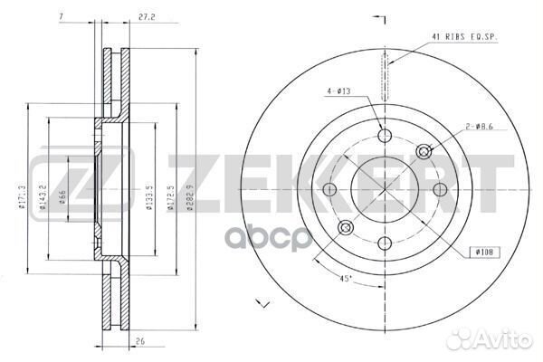 Диск торм. перед. Citroen Berlingo I II 02- C