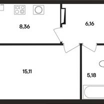 1-к. квартира, 34,8 м², 4/4 эт.