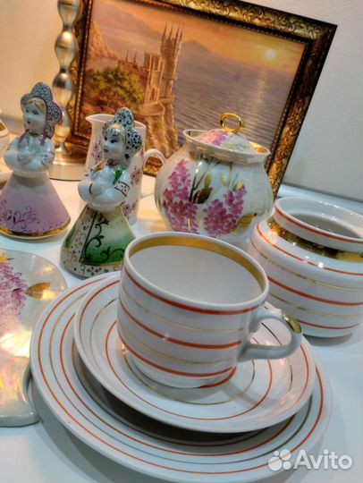 Посуда СССР, сырная доска, фарфоровые статуэтки