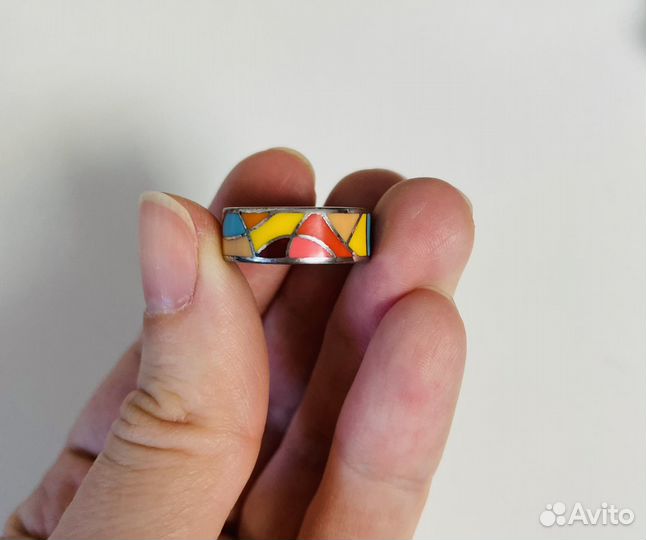 Кольцо серебро эмаль