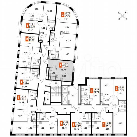 1-к. апартаменты, 27,1 м², 8/15 эт.