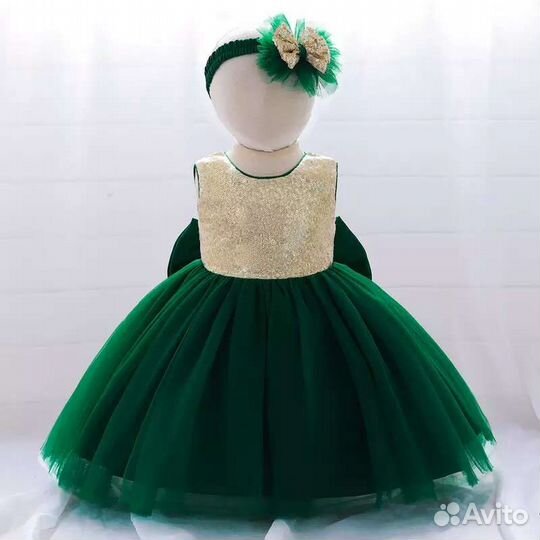 Новогоднее блестящее платье Ёлочка 104-110