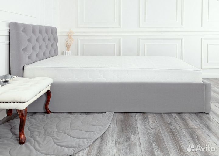 Кровать 120х200 серый велюр Барокко