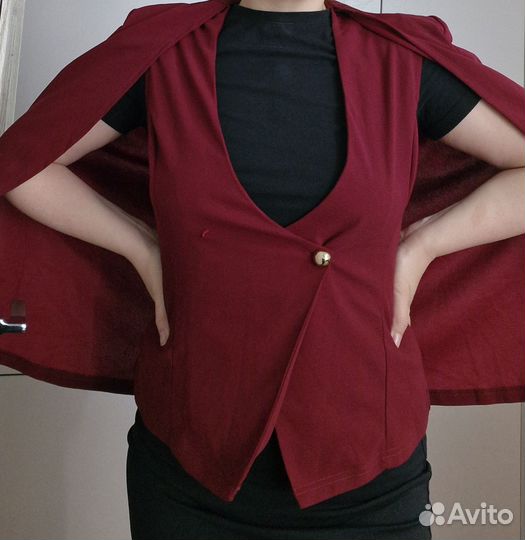 Кейп пиджак с жилетом женский 46