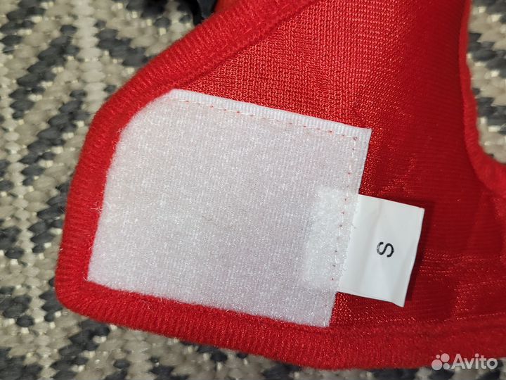 Красная шлейка с поводком для собачки, размер S