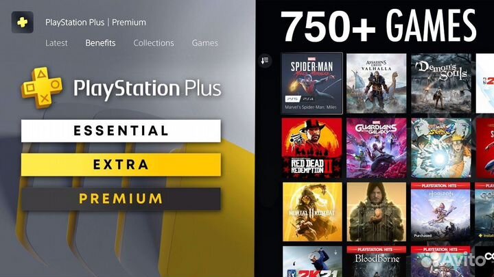 Подписки PS Plus Esensial Extra PS4 ps5